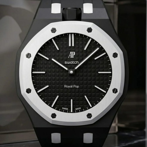 Swatch Royal Pop black wristwatch with bracelet