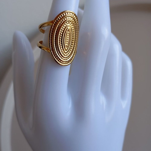 Gold ring adjustable, 18K plated stainless steel, new