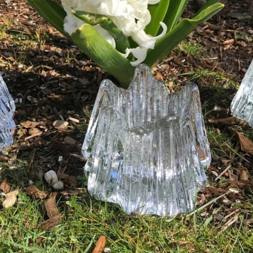 Nybro Volcano candle holders set of 3, new, Swedish crystal 80s