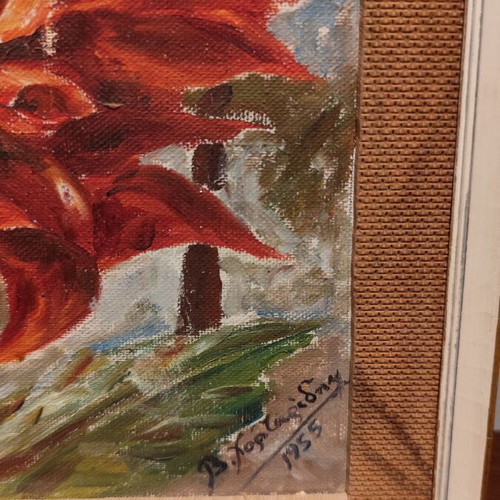Oil painting used 1955 by V. Chortaridis, floral theme