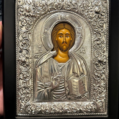 Jesus Christ silver icon like new (14x16cm)