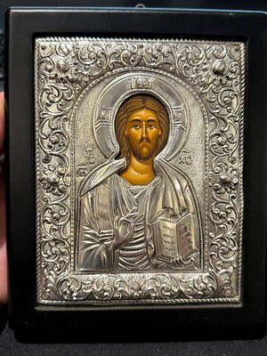 Jesus Christ silver icon like new (14x16cm)