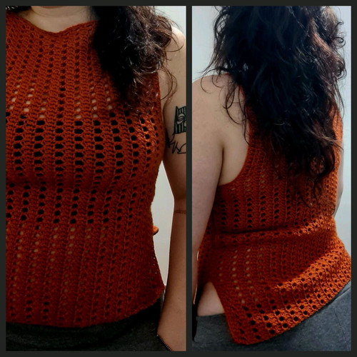 Handmade crochet peplum top new, orange