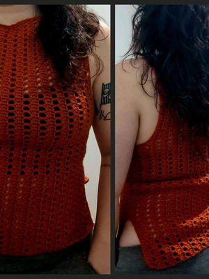 Handmade crochet peplum top new, orange