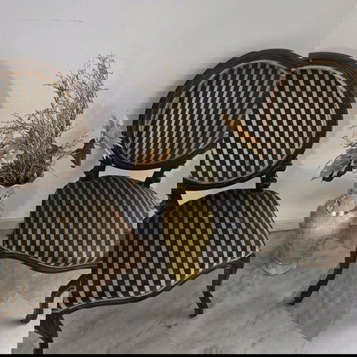 Σετ 2 vintage καρέκλες Louis style σαν καινούργιο με ριγέ ύφασμα