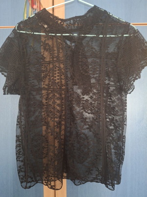 Attrattivo transparent blouse, black, size medium