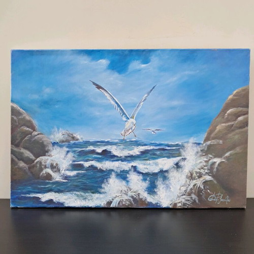 Painting Beach with Seagulls like new 90x60
