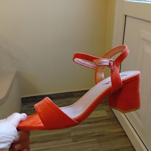 Vera Blum suede sandals with block heel, orange