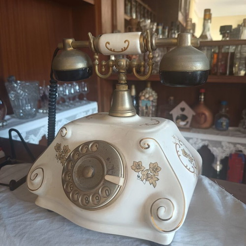 Porcelain antique telephone decorative, used