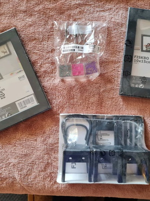 IKEA lot new, 2 photo frames, 3 note holders, 3 hooks