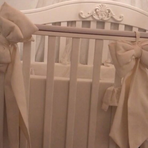 Complete baby nursery set like new with white solid crib and mosquito nets