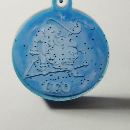 Handmade Zodiac Pendant Virgo Leo Sagittarius in Blue Resin