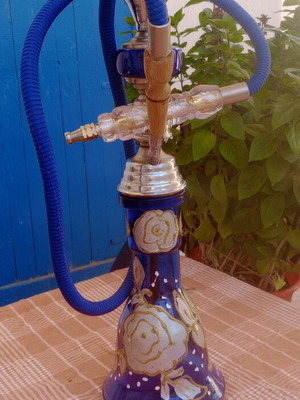 Hookah new with handmade glass base and metal body