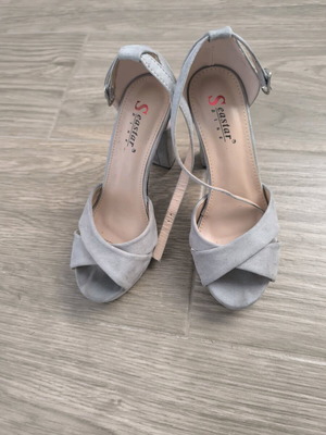 Women's high sandals like new, gray, size 37