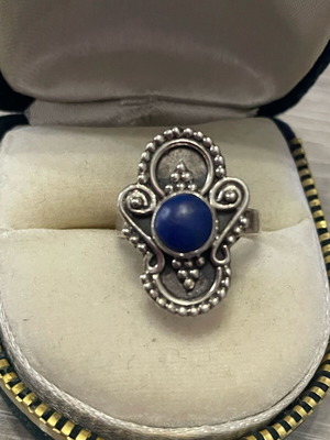 Silver 925 ring with lapis vintage used, size 56