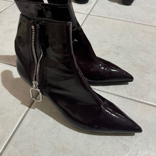 Zara pointed ankle boots burgundy new, size 36, kitten heel