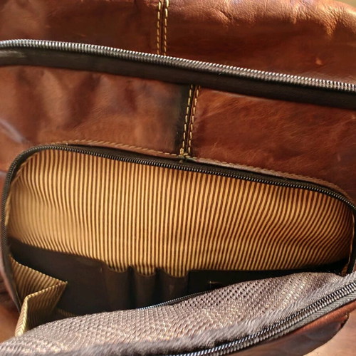 Authentic brown leather backpack new from Spain