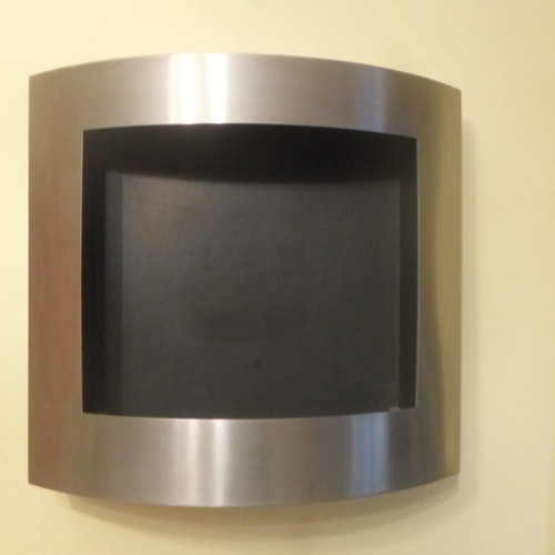Wall-mounted curved stainless steel bioethanol fireplace like new