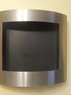 Wall-mounted curved stainless steel bioethanol fireplace like new