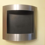 Wall-mounted curved stainless steel bioethanol fireplace like new
