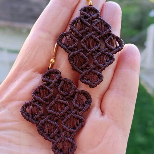 Handmade brown macrame earrings made to order