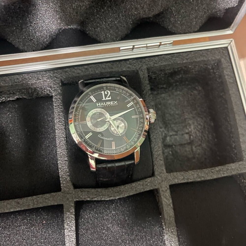 Haurex Maestro automatic men's watch like new with black leather strap