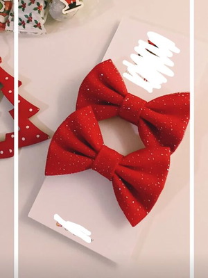 Children's red bows new with glitter and tulle