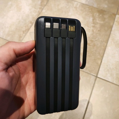 Powerbank 20000mAh black new with built-in cables for Android and iPhone