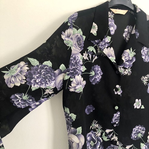 Vintage floral black BHS shirt new, size L 42