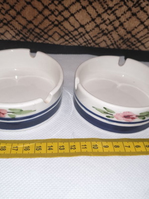 Vintage ceramic ashtrays set of 2 handmade hand-painted