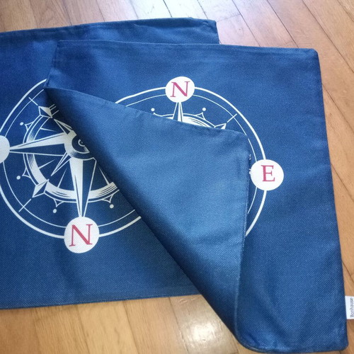 Set of two navy pillow covers with nautical theme and zipper