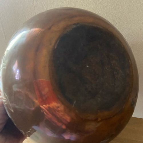 Antique copper container used with bronze handle