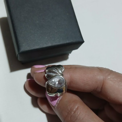 Silver 925 and 14K gold ring 9gr with large zircon stone, like new