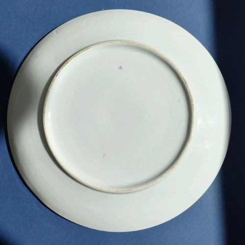 Faience platter used, large 32 cm plate with blue pumpkin design