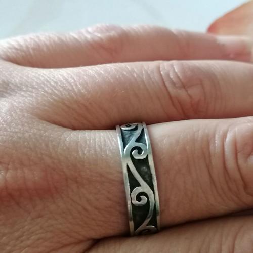 Men's silver 925 wedding ring new with spiral wave pattern no 68 (US 12)