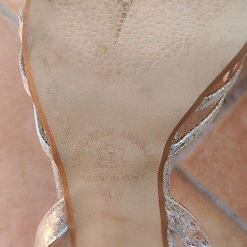 Classico Donna silver leather sandals size 39 used, evening wedding shoes