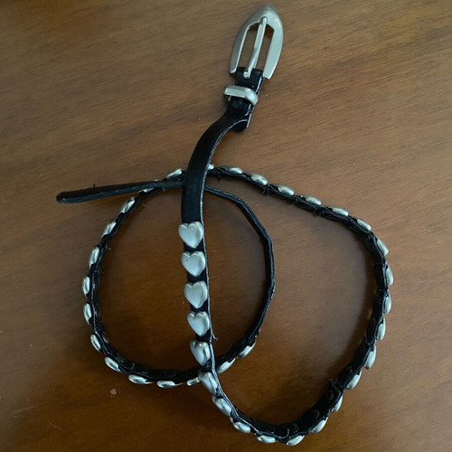 Women’s belt used with silver hearts, size 90cm, black
