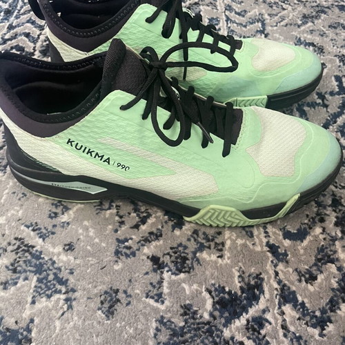 Kuikma padel shoes used, size 45, black and turquoise