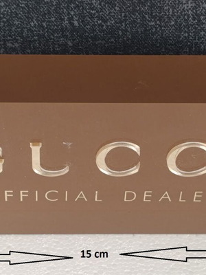 Gucci Official Dealer Gold Acrylic Stand 15cm x 9cm x 3cm used