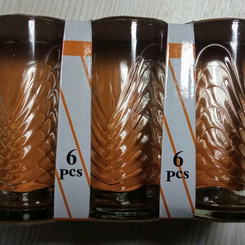 Water glasses new, set of 6 with embossed design