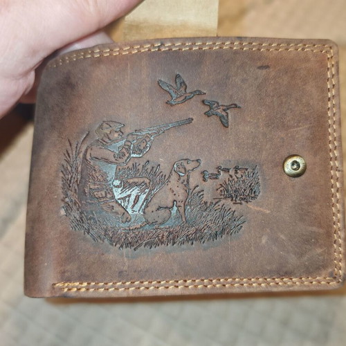 Leather RFID Wallet with Hunting Motif New Brown