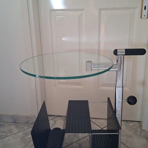 Adjustable vintage coffee table with wheels