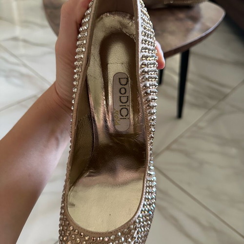Dodici high heels used, size 37, champagne with rhinestones