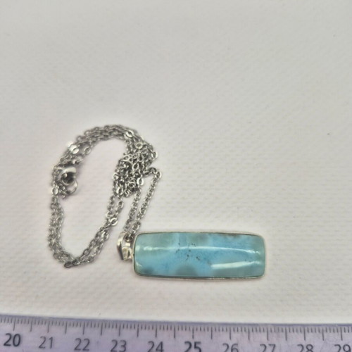 Larimar Silver 925 Necklace with Stainless Steel Chain new