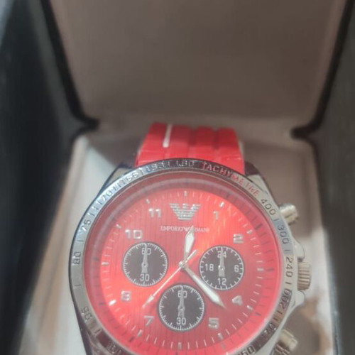 Armani Exchange Waterproof Wristwatch Unisex Stainless Steel Red