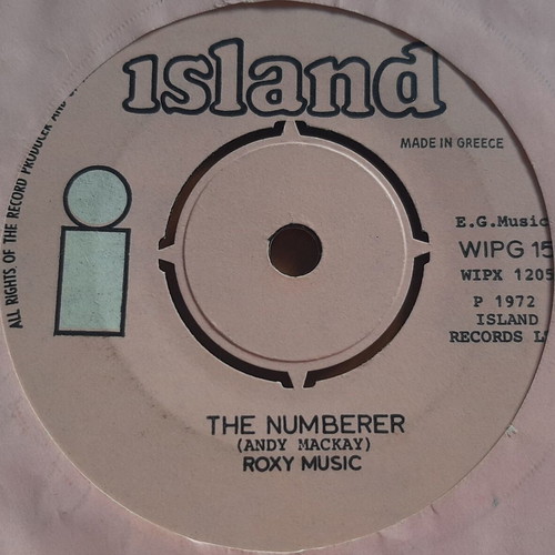 Roxy Music Virginia Plain / The Numberer 7" single used, authentic Greek edition