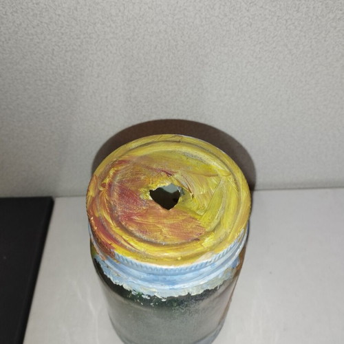 Hand-painted vase candle holder like new, summer theme