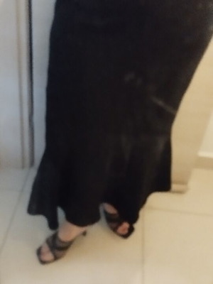 Skirt and blouse set, black, Greek tailoring, chiffon and thin elegant salmon blouse