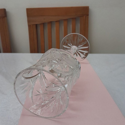 Bohemia Crystal Large Hand-Carved Wine Glass new