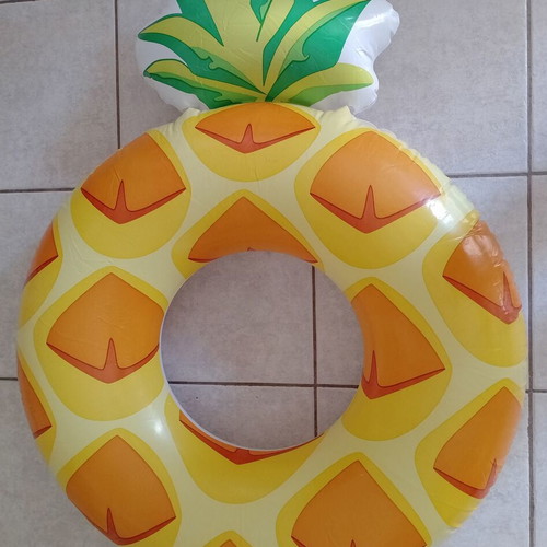 Inflatable Pineapple Swim Ring and Used Foot Pump